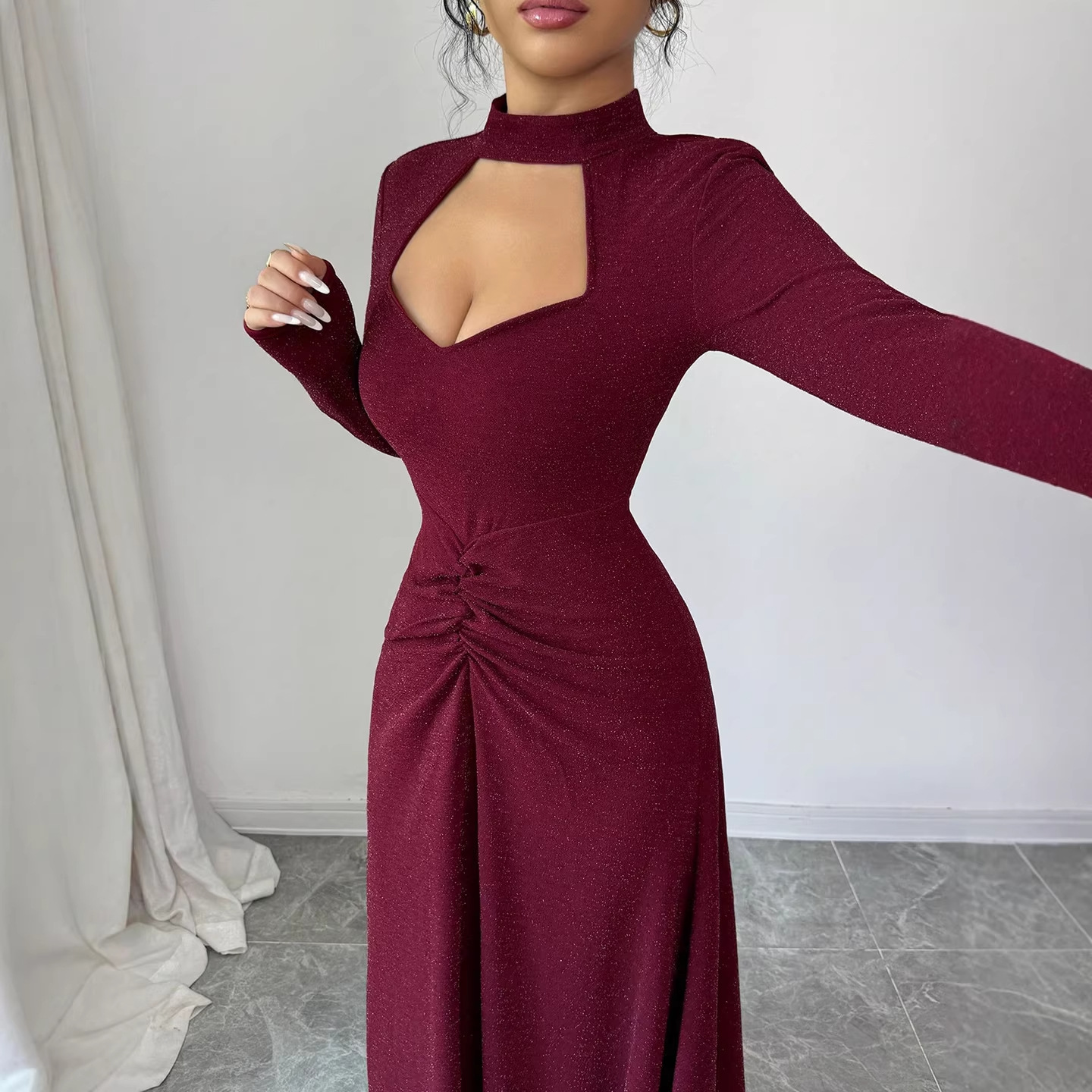 Midi Dress - 20256 Sexy Aansluitende Midi Jurk met