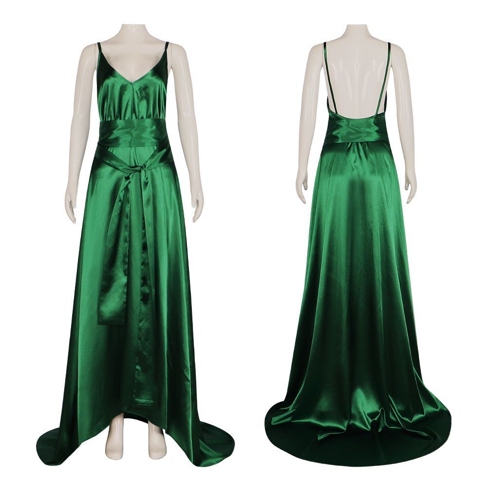 Evening Gown - Smaragdgroene satijnen camisolejurk – avondjurk met