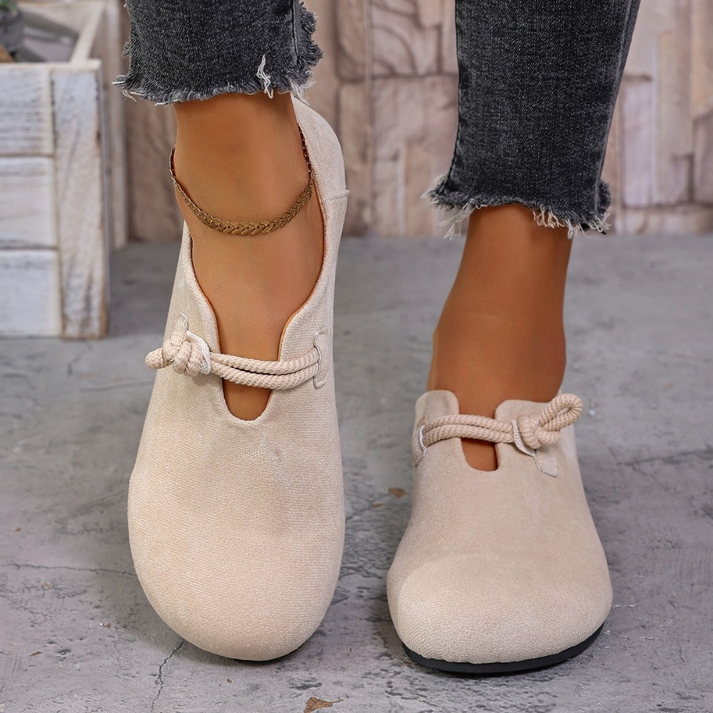 Womens Heels - Dames platte loafers met ronde neus,