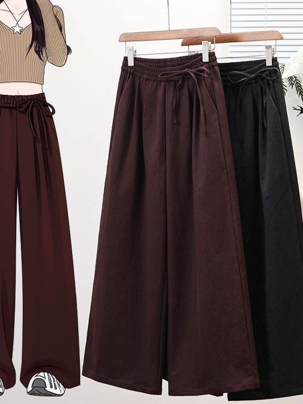 Tailored Trouser Wide - Loszittende, wijde broek met elastische tailleband,