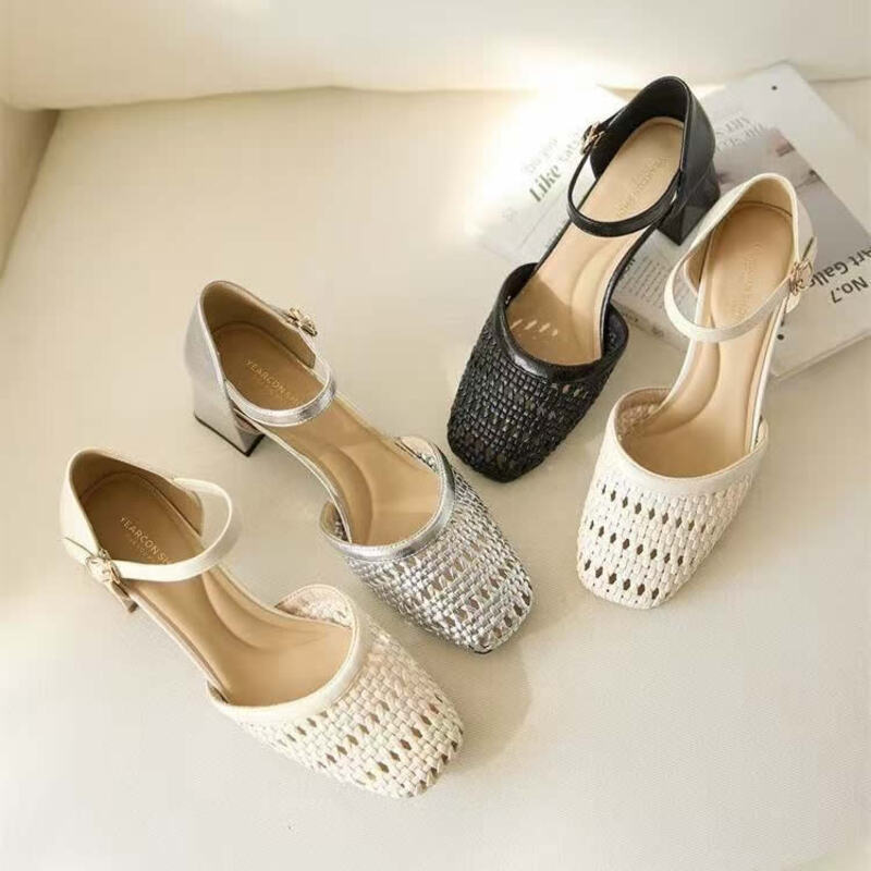 Formal Dress - Modieuze geweven holle chunky sandalen voor