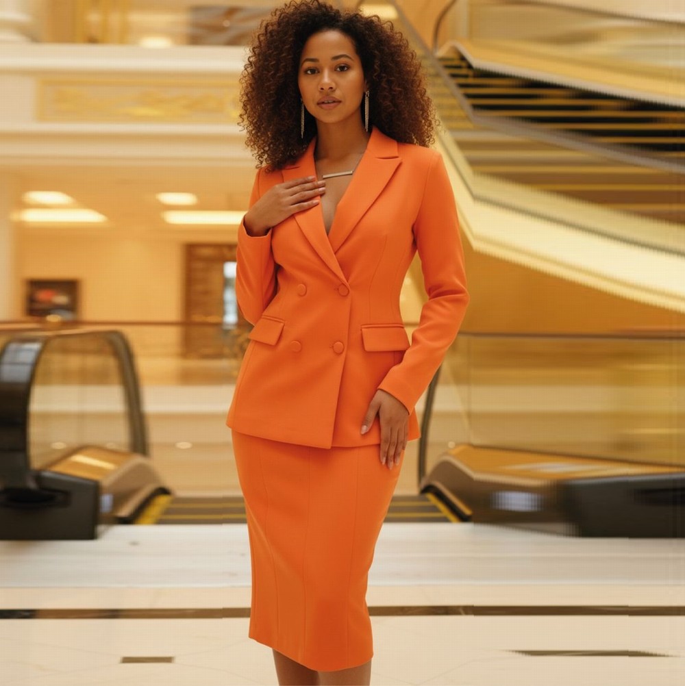 Formal Skirt - Oranje formele nieuwe blazer en rok