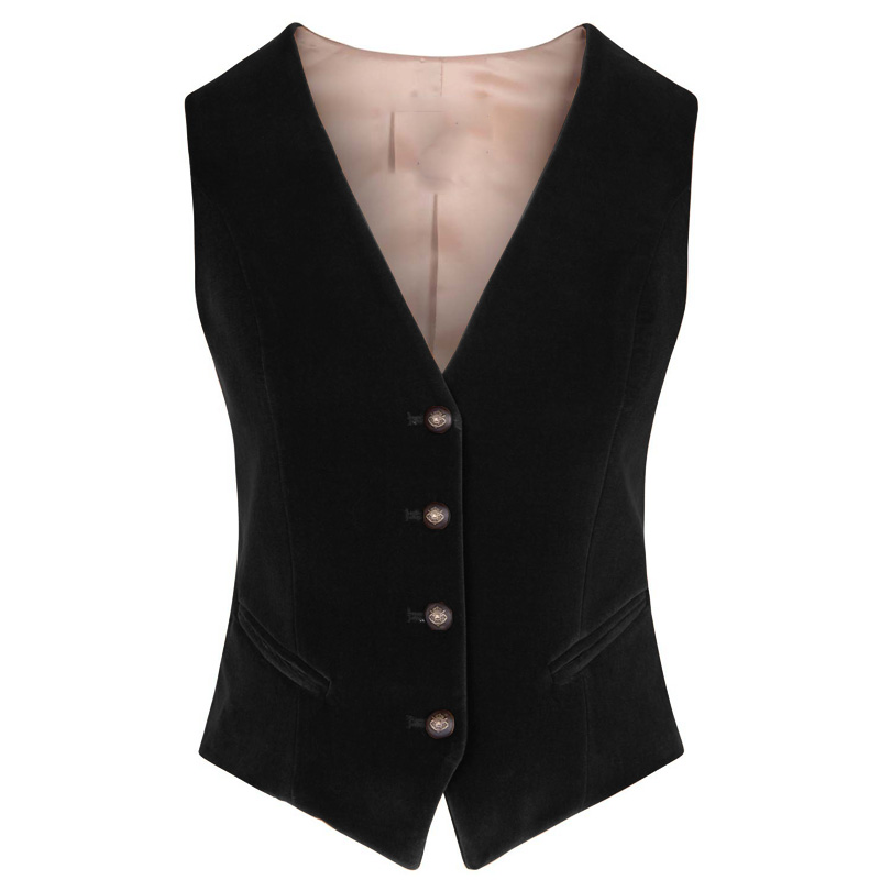 Womens Blazer - Dames fluwelen vest V-hals 4 knopen