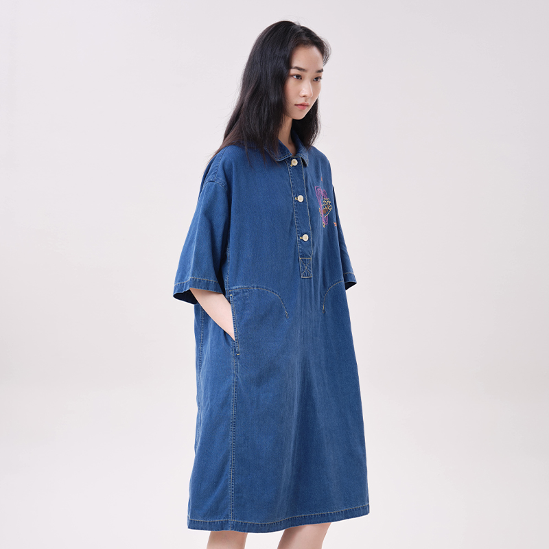 MOVEUP Lyocell Denim Jurk Polo - Midi Dress recensie en prijs