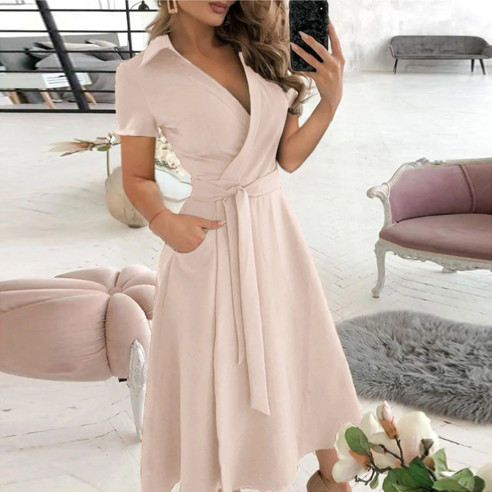 Lente Zomer Mode Kantoor Ruche - Women'S Red Formal Wear recensie en prijs