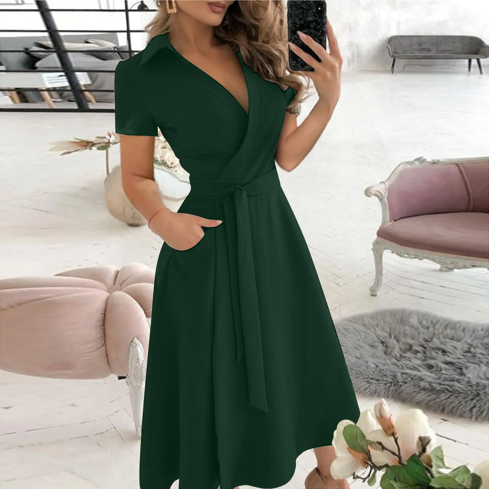 Lente Zomer Mode Kantoor Ruche - Women'S Red Formal Wear recensie en prijs