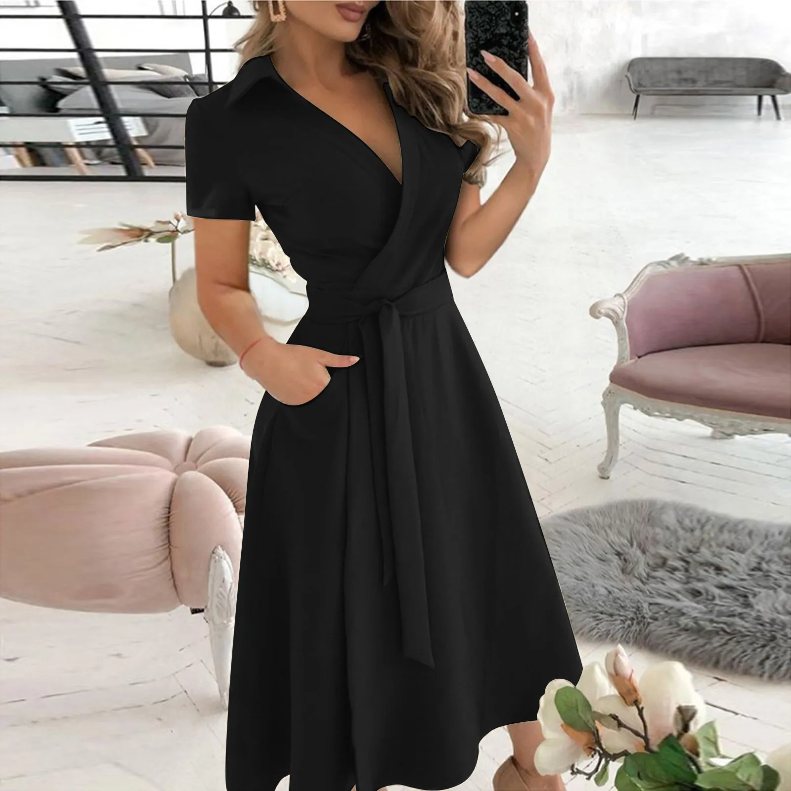 Lente Zomer Mode Kantoor Ruche - Women'S Red Formal Wear recensie en prijs