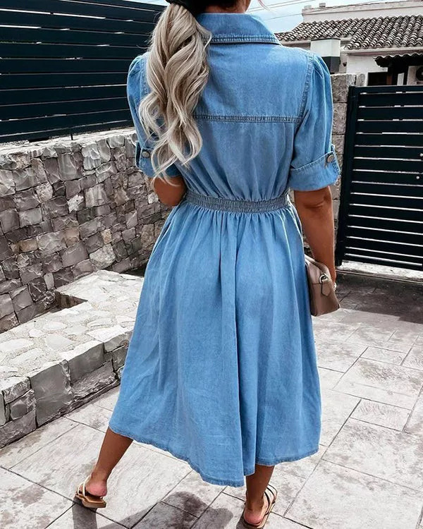 Lichtgewassen denim overhemdju - Midi Dress recensie en prijs