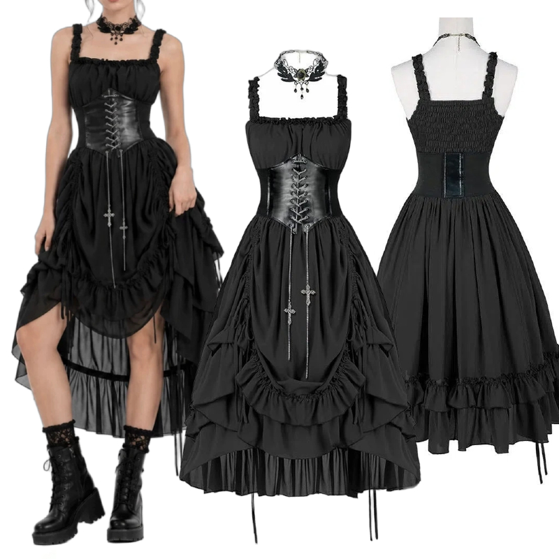 Vrouwen Gothic Jurk Corset Sli - Midi Dress recensie en prijs
