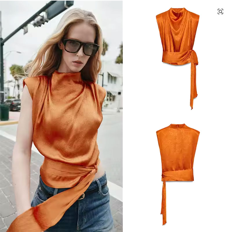 Satijnen mouwloze crop top met - Silk Blouse recensie en prijs