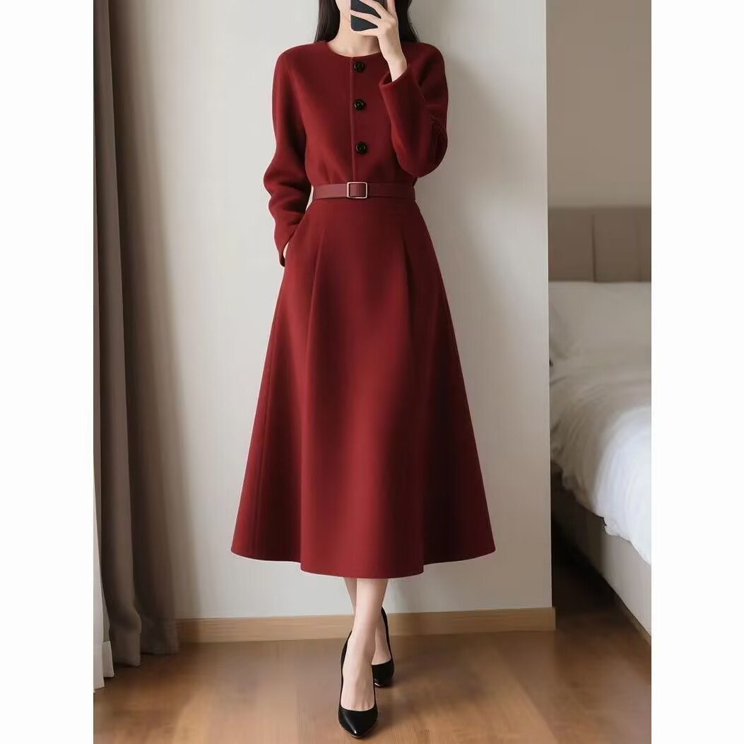 Rode retro jurk met lange mouw - Women'S Red Formal Wear recensie en prijs