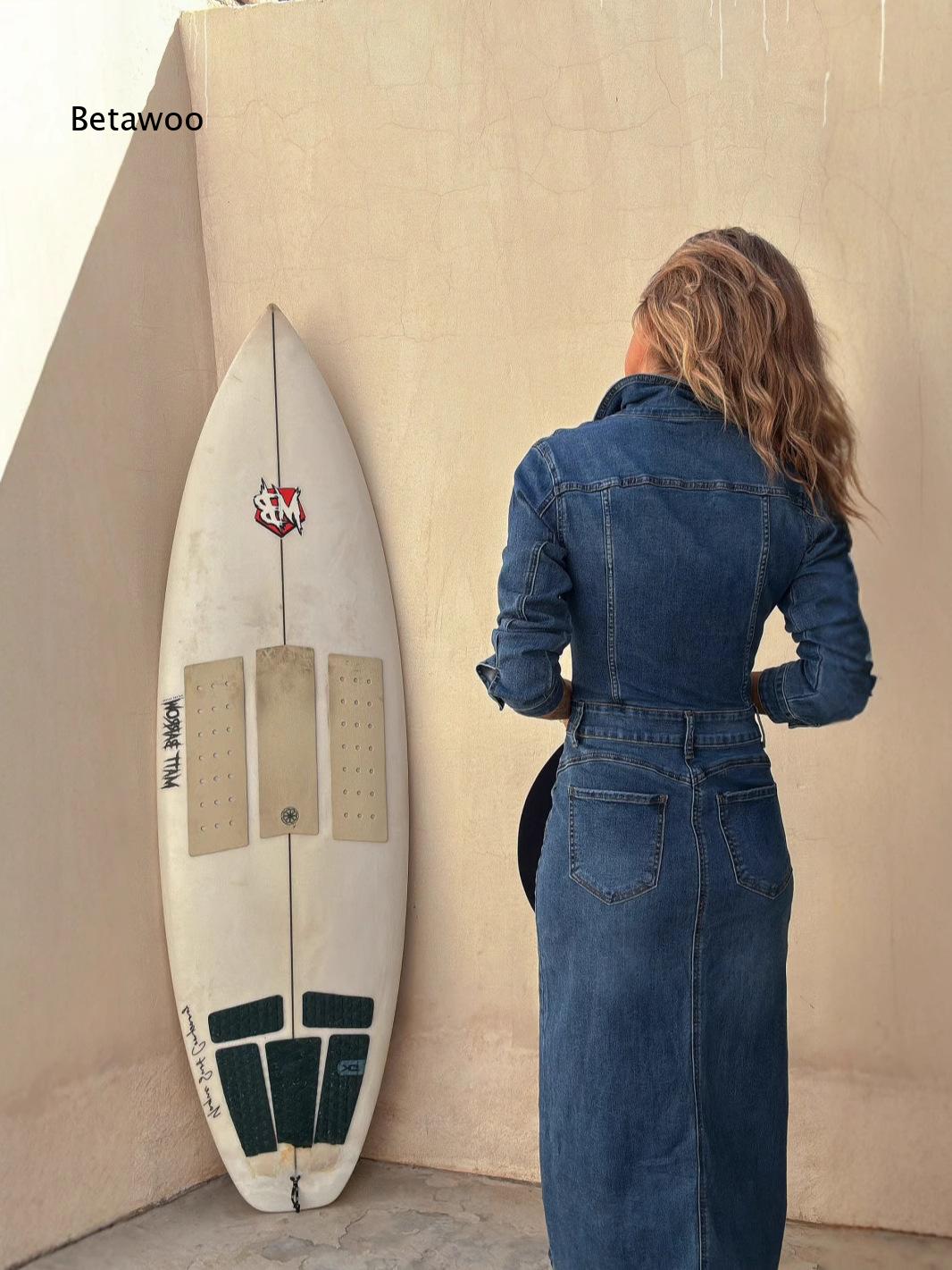 Zwarte denim midi-jurk voor da - Midi Dress recensie en prijs
